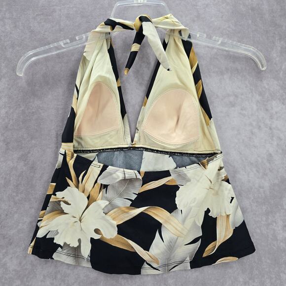 Sessa Black Floral Halter Padded Swimwear Tankini Tank Top Medium M 8 - Picture 2 of 7